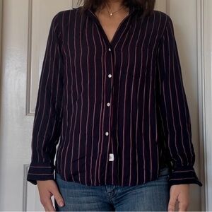 Grayson Striped Navy and Red Women's button down